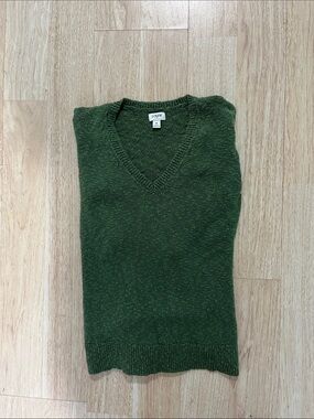 J. Crew Green V-Neck Knit Sweater medium